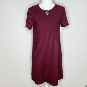 Apt 9 dress maroon stripe casual shift
